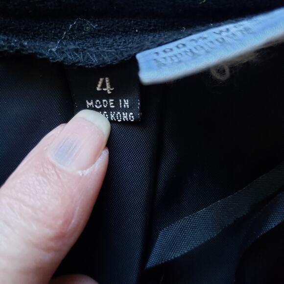 Kasper Wool Black Knee Length Pleated Lined Career Pencil Skirt Size 4 Corpcore - Picture 8 of 9